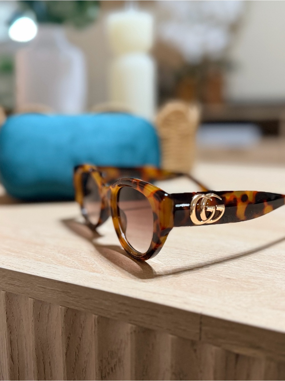 No Boundaries Tortoiseshell Sunglasses with Gold Accent